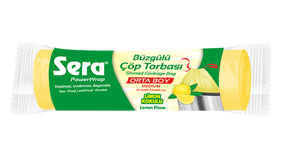 SERA Çöp Torbası Büzgülü Limon Kokulu Orta Boy 15 Adet