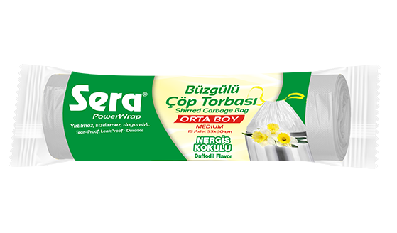 SERA Çöp Torbası Büzgülü Nergis Kokulu Orta Boy 15 Adet