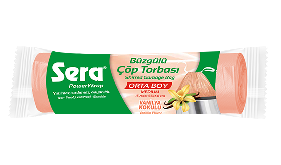 SERA Çöp Torbası Büzgülü Vanilya Kokulu Orta Boy 15 Adet